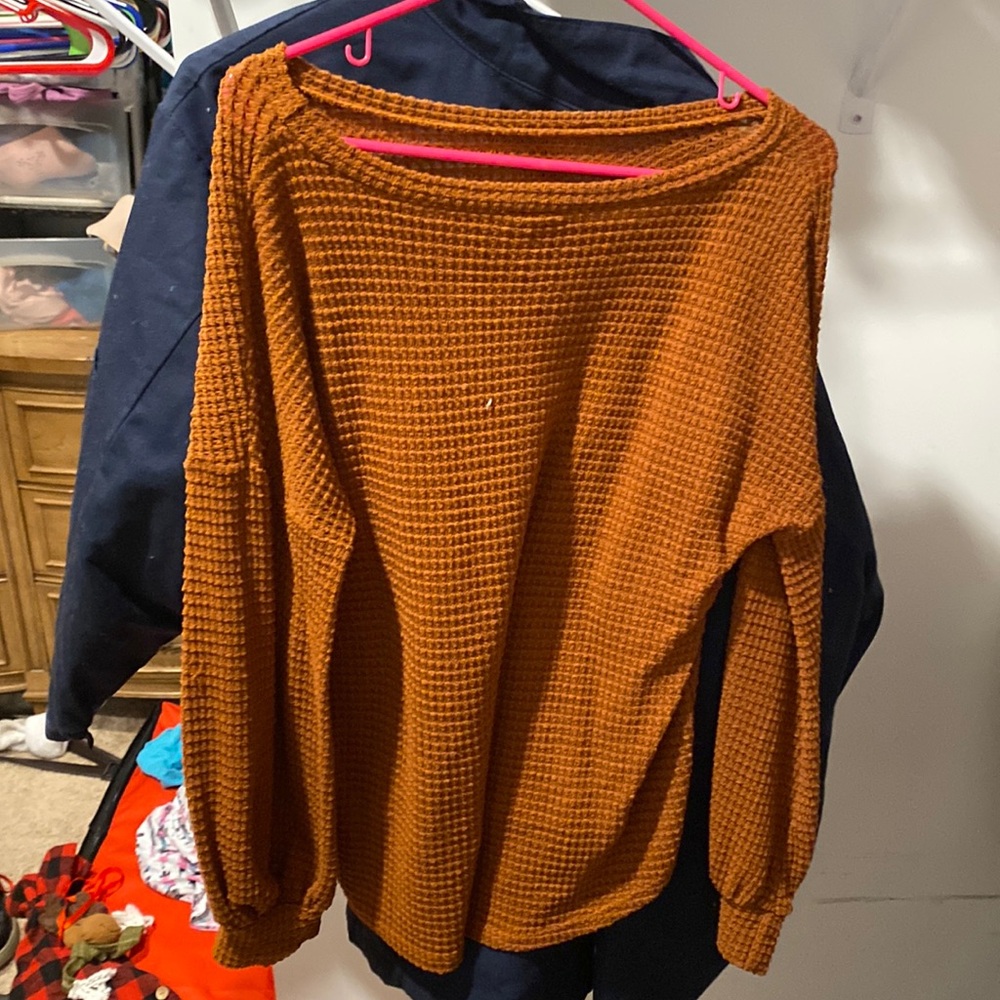 Burnt orange waffle sweater